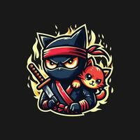 ninja gato ilustração vetor