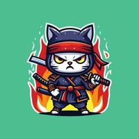 ninja gato ilustração vetor