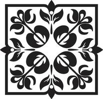 estruturada florais Preto vetor logotipo com azulejos geométrico pétala harmonia floral telha ícone Projeto