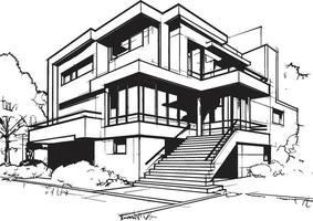 par casa esboço duplex Projeto vetor ícone conceito gêmeo domicílio impressão duplex casa esboço dentro vetor logotipo