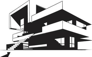 contemporâneo vivo marca Inovativa casa esboço ícone modernidade gravado conceptual casa esboço vetor ícone