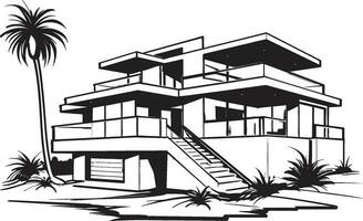 Duplo domicílio esboço vetor logotipo para duplex Projeto dual nível casa visão duplex casa esboço dentro vetor ícone