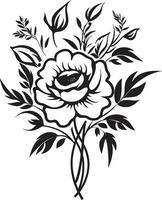 tinta noir botânico serenata vintage mão desenhado florais elegante floral noir monótono vetor logotipo arte