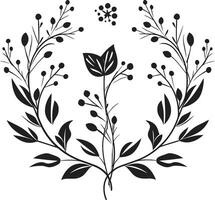 elegante coberto pétala odisséia feito à mão floral elementos noir gardênia sinfonia noir emblema desenhos vetor