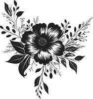 monocromático botânico ecos noir floral vetor logotipos tinta noir pétala melodia artístico Preto emblema desenhos