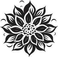elegante botânico esboço mão desenhado Preto emblema gracioso vetor flor minimalista Preto logotipo