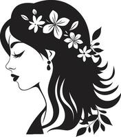 limpar \ limpo floral beleza Preto mão desenhado ícone caprichoso feminino esplendor vetor face