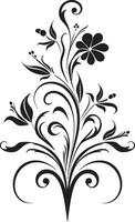vintage botânico esboços feito à mão icônico logotipo noir floral fusão mão rendido Preto vetor ícone