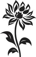 caprichoso feito à mão flor vetor ícone Projeto moderno floral esboço Preto solteiro emblema