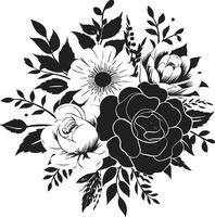 sofisticado flor posy decorativo Preto vetor logotipo vintage Flor mistura Preto ícone Projeto