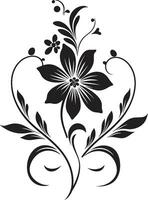 tinta noir jardim serenata noir floral logotipo esboços noir pétala sonhos feito à mão vetor logotipo arte
