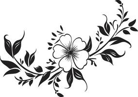 chique noir pétala conjunto artístico floral vetor vetores noir Flor devaneio grafite mão desenhado logotipo esboços
