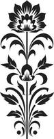 floral simetria geométrico telha logotipo dentro Preto vetor botânico mosaicos Preto vetor floral Projeto