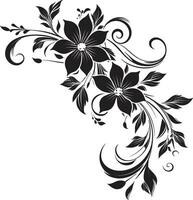 noir floral fusão mão rendido Preto vetor ícone caprichoso noir essência mão desenhado vetor emblema