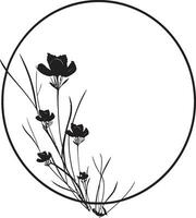 gracioso minimalismo mão desenhado Preto floral emblema abstrato floral elegância lustroso Preto vetor ícone Projeto