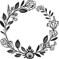 elegante flor harmonia Preto vetor guirlanda emblema gracioso pétala elegância artístico Casamento logotipo ícone