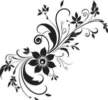 artístico floral cascata mão desenhado Preto icônico Projeto intrincado noir redemoinhos mão rendido vetor emblema