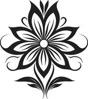 gracioso pétala Projeto feito à mão vetor ícone lustroso floral composição minimalista Preto ícone
