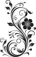 negrito Flor acentos Preto Projeto elemento logotipo único botânico esboços icônico vetor emblema