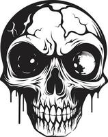 macabro zumbi perfil Preto assustador crânio logotipo assustador Morto-vivo careta arrepiante Preto vetor
