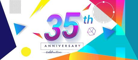 35º anos aniversário logotipo, vetor Projeto aniversário celebração com colorida geométrico fundo e círculos forma.