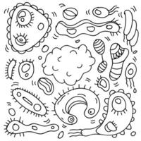 rabisco bactérias e vírus tema rabisco coleção dentro branco isolado fundo, desenhado à mão bactérias e vírus tema. vetor