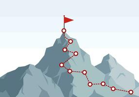 montanha escalada rota para pico. caminhada viagem para a topo do a montanha viagem caminho. rota desafio infográfico carreira topo objetivo crescimento plano viagem para sucesso. o negócio escalada vetor conceito