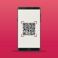 Varredura qr código para Móvel telefone. qr códigos decodificação com uma Smartphone. eletrônico, digital tecnologia, código de barras. vetor ilustração.