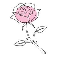 rosa flor contínuo solteiro linha arte desenhando esboço vetor ilustração minimalista Projeto