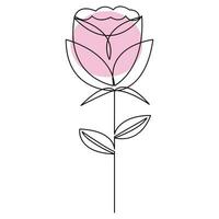 contínuo rosa flor 1 linha mão desenhar esboço e esboço vetor ilustração do minimalista