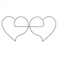 contínuo 1 linha arte desenhando coração forma vetor ilustração do minimalista esboço amor conceito