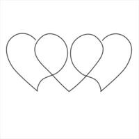 contínuo 1 linha arte desenhando coração forma vetor ilustração do minimalista esboço amor conceito