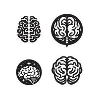 cérebro logotipo silhueta Projeto vetor modelo. chuva de ideias pensar idéia logótipo conceito ícone.