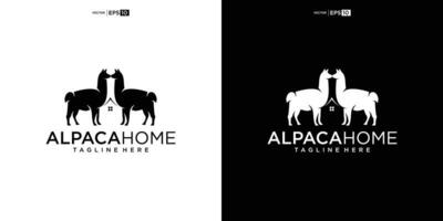 alpaca casa logotipo Projeto ilustração vetor