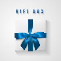 conjunto branco presente caixa com azul arco e fita topo visualizar. elemento para decoração presentes, saudações, feriados. vetor ilustração