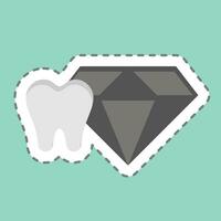adesivo linha cortar dente joia. relacionado para dental símbolo. simples Projeto editável. simples ilustração vetor