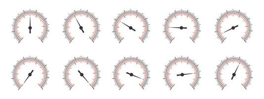 conjunto do volta medindo balanças com rotativo Setas; flechas. 360 grau modelos do pressão metro, manômetro, barômetro, bússola, navegação ou meteorológico ferramenta vetor