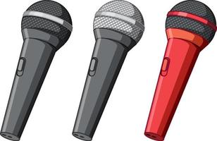 conjunto de diferentes microfones sem fio em fundo branco vetor