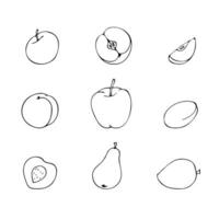 vetor esboço conjunto do frutas dentro desenho animado estilo em uma branco fundo, desenhado de mão.