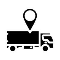 caminhão mapa localização glifo ícone vetor ilustração
