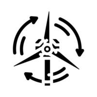 lâminas rotação vento turbina glifo ícone vetor ilustração