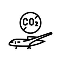 emissão livre avião carbono linha ícone vetor ilustração