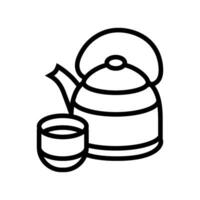 chinês chá chinês cozinha linha ícone vetor ilustração