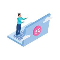 Composição de laptop 5g pronta vetor