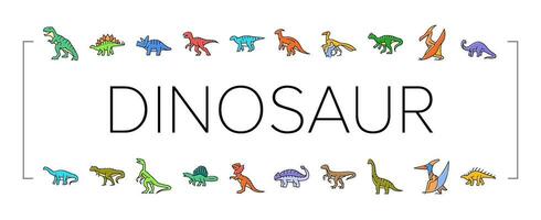 dinossauro dino animal fofa ícones conjunto vetor