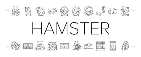 hamster fofa animal animal ícones conjunto vetor