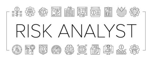 risco analista o negócio ícones conjunto vetor