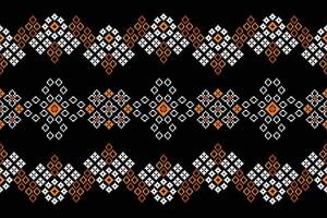 étnico geométrico tecido padronizar Cruz ponto.ikat bordado étnico oriental pixel padronizar Preto fundo. resumo,vetor,ilustração. textura,vestuário,quadro,decoração,motivos,seda papel de parede. vetor