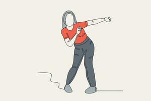 cor ilustração do uma feliz jovem mulher dançando vetor