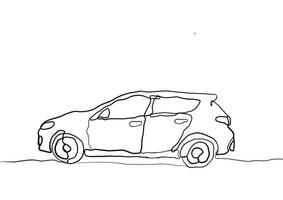 contínuo linha desenhando do carro. linha, antiga carro, contínuo linha ,desenho, contínuo, um linha, desenho . vetor
